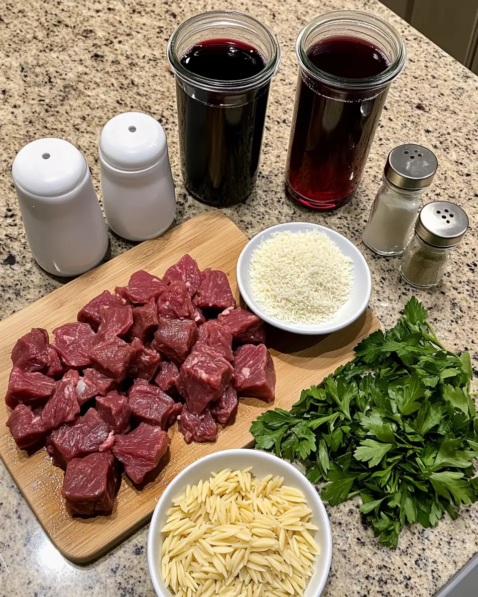 Ingredients for Savory Delights: Mastering Beef Giouvetsi Greek Beef Orzo Pasta