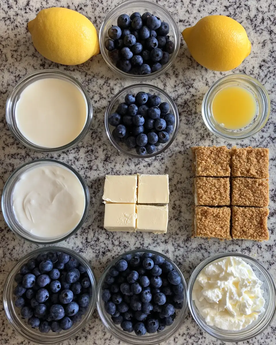 Bursting with Flavor: Blueberry Lemon Cheesecake Bars Delight 4 Ingredients for Bursting with Flavor: Blueberry Lemon Cheesecake Bars Delight