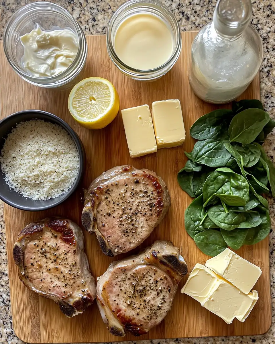 Ingredients for Savor the Flavor: Boneless Pork Chops with Creamy Garlic Spinach Sauce