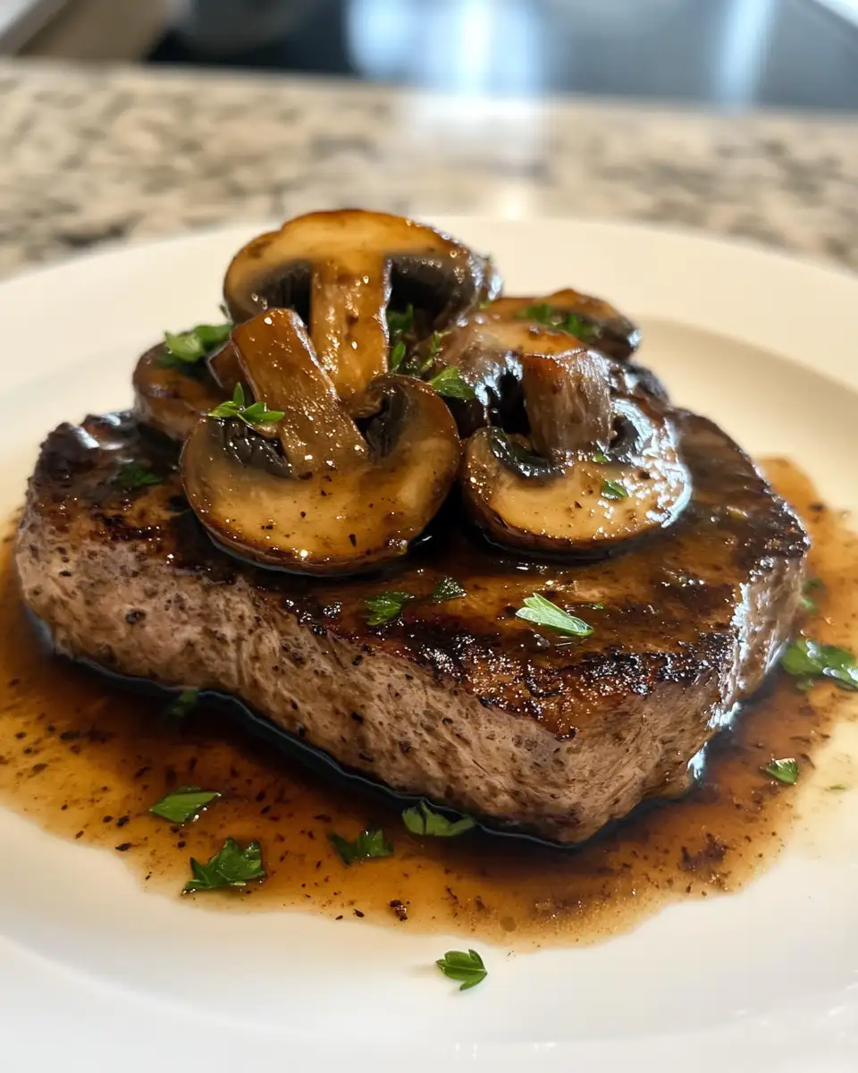 Final dish - Savor the Richness: Bourbon and Baby Bella Mushroom Sauce Delight