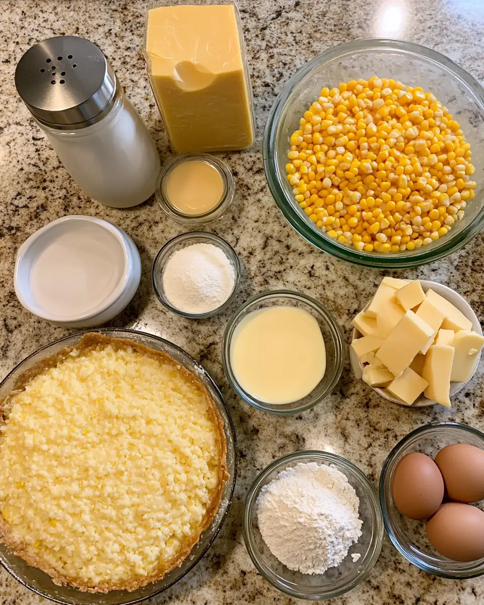Ingredients for Cheesy Comfort: Dive into the Irresistible Cheddar Sweet Corn Pie
