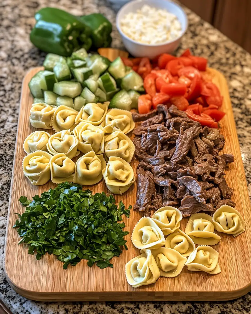 Ingredients for Indulge in Cheesesteak Tortellini Drenched in Creamy Provolone Bliss