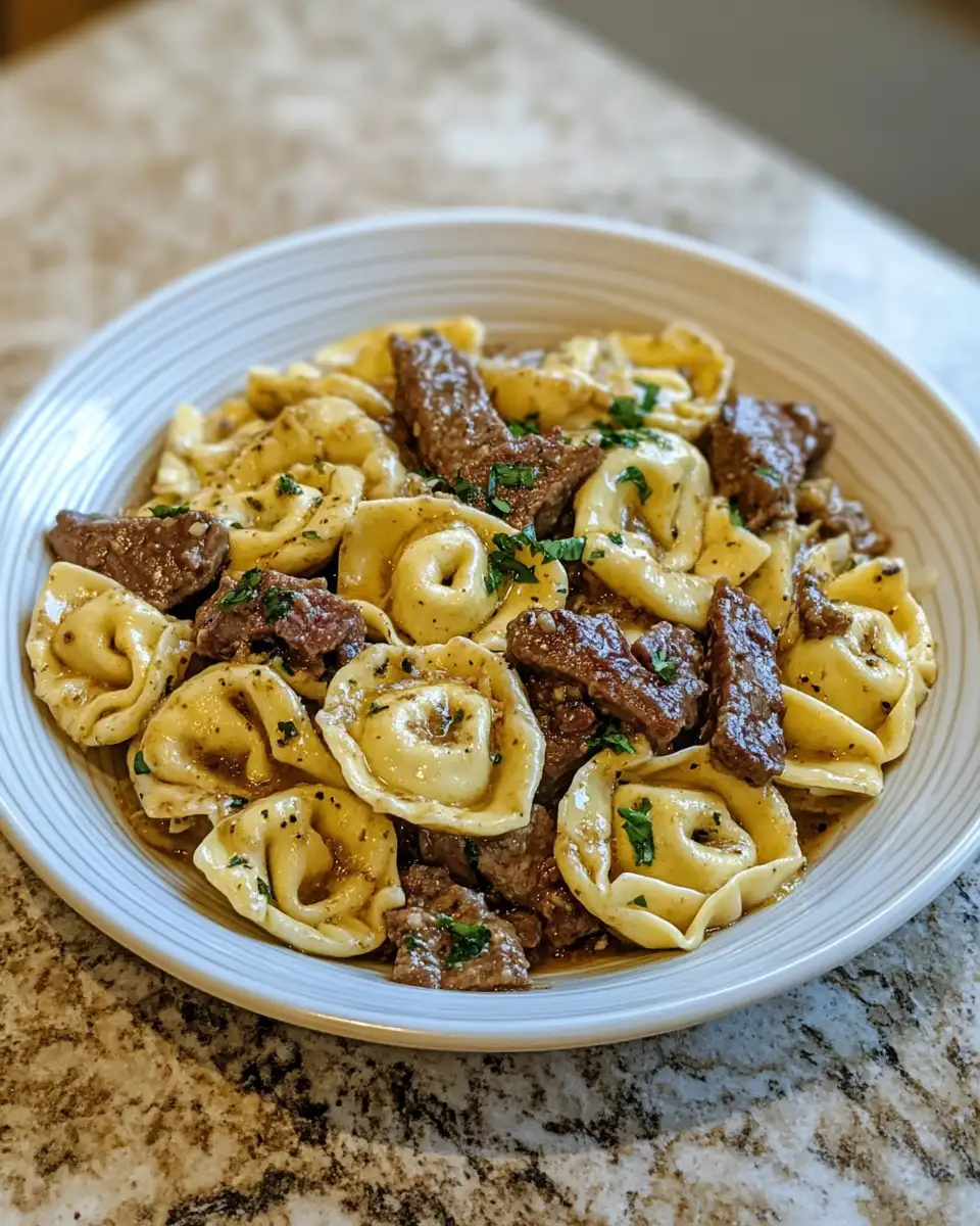 Final dish - Indulge in Comfort: Cheesesteak Tortellini in Rich Provolone Sauce