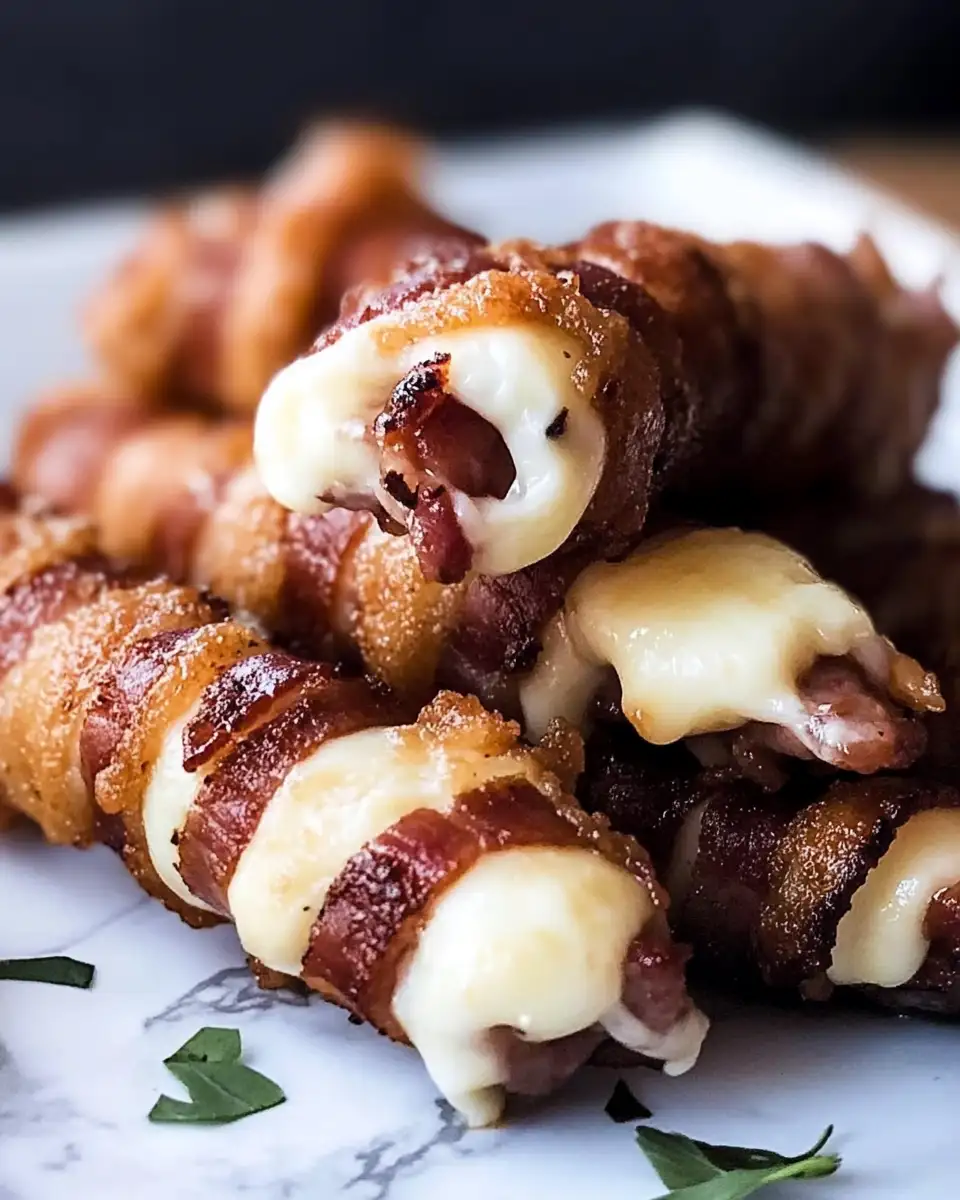 Irresistible Cheesy Bacon-Wrapped Mozzarella Sticks: A Game-Changer Snack - Featured Image