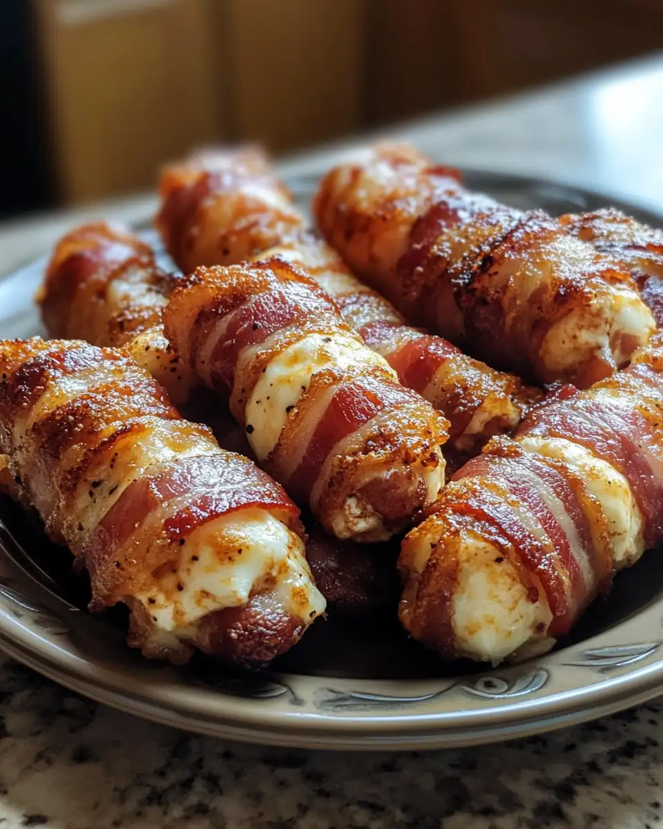 Irresistible Cheesy Bacon-Wrapped Mozzarella Sticks: A Game-Changer Snack 6 Final dish - Irresistible Cheesy Bacon-Wrapped Mozzarella Sticks: A Game-Changer Snack