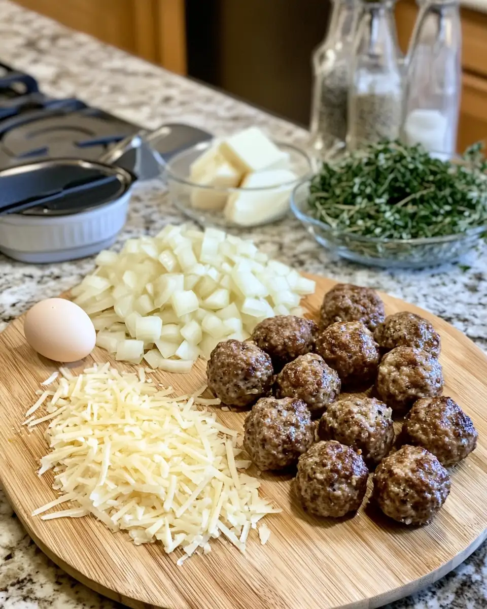 Melting Into Flavor: Cheesy French Onion Meatballs Delight 4 Ingredients for Melting Into Flavor: Cheesy French Onion Meatballs Delight