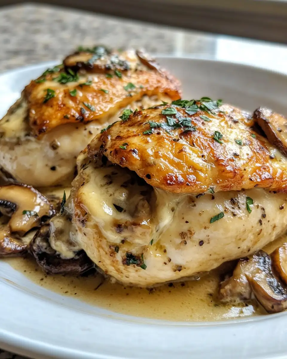 Final dish - Melt-in-Your-Mouth Cheesy Garlic Butter Mushroom Stuffed Chicken Delight
