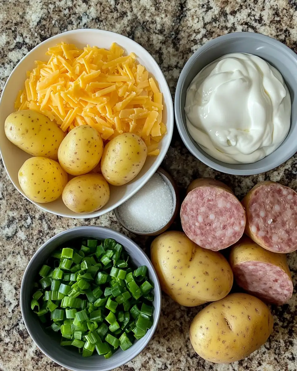 Ingredients for Cheesy Ranch Potatoes and Smoked Sausage: A Comfort Food Dream