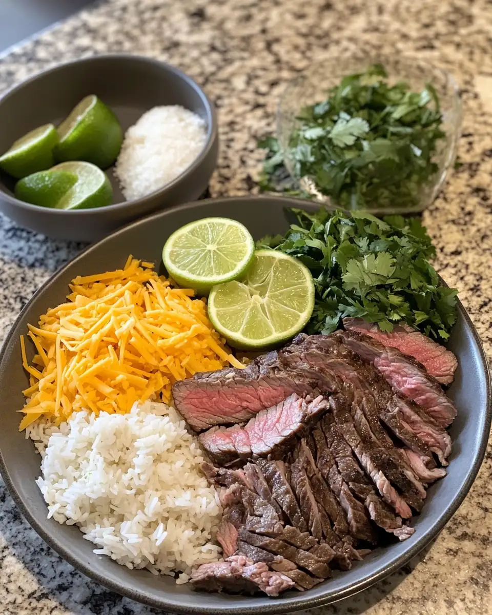 Ingredients for Irresistible Cheesy Steak & Queso Rice Bowl: A Flavor Explosion in Every Bite