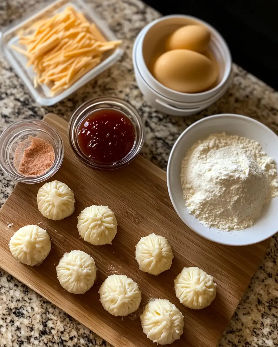 Melt-in-Your-Mouth Cheesy Thumbprint Appetizers with a Zesty Hot Pepper Jelly Twist 4 Ingredients for Melt-in-Your-Mouth Cheesy Thumbprint Appetizers with a Zesty Hot Pepper Jelly Twist