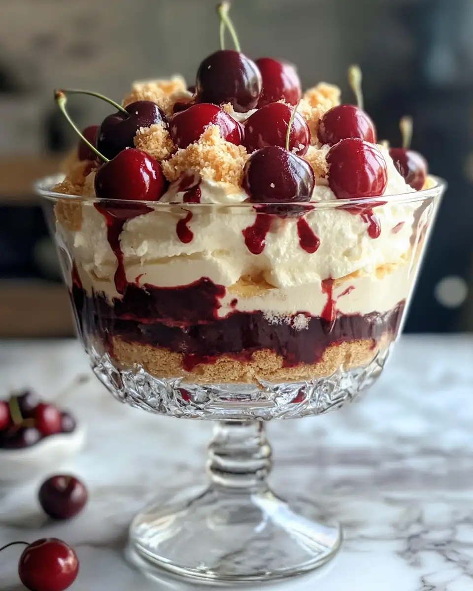 Layers of Bliss: Dive into a Cherry Cheesecake Trifle Delight 6 Final dish - Layers of Bliss: Dive into a Cherry Cheesecake Trifle Delight