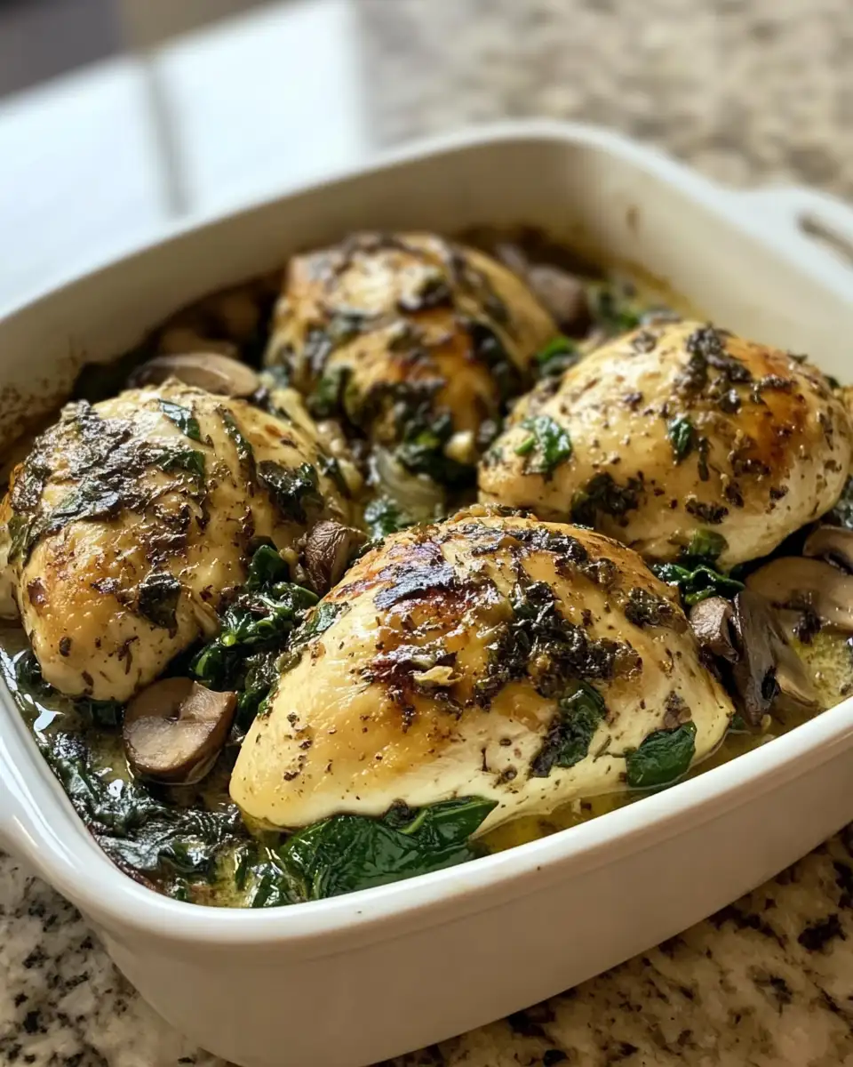 Final dish - Savory Delight: Low Carb Chicken, Spinach, and Mushroom Oven Dish