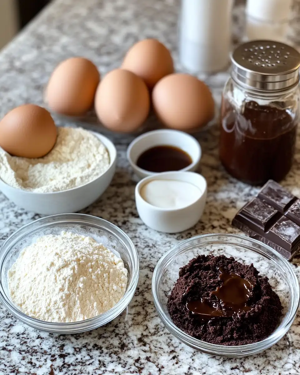 Ingredients for Decadent Delight: Chocolate Fudge Cake with Salted Caramel Buttercream