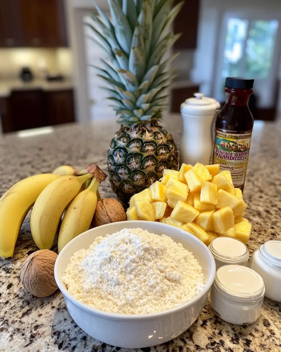 Tropical Delight: Irresistible Coconut Pineapple Banana Bread 4 Ingredients for Tropical Delight: Irresistible Coconut Pineapple Banana Bread