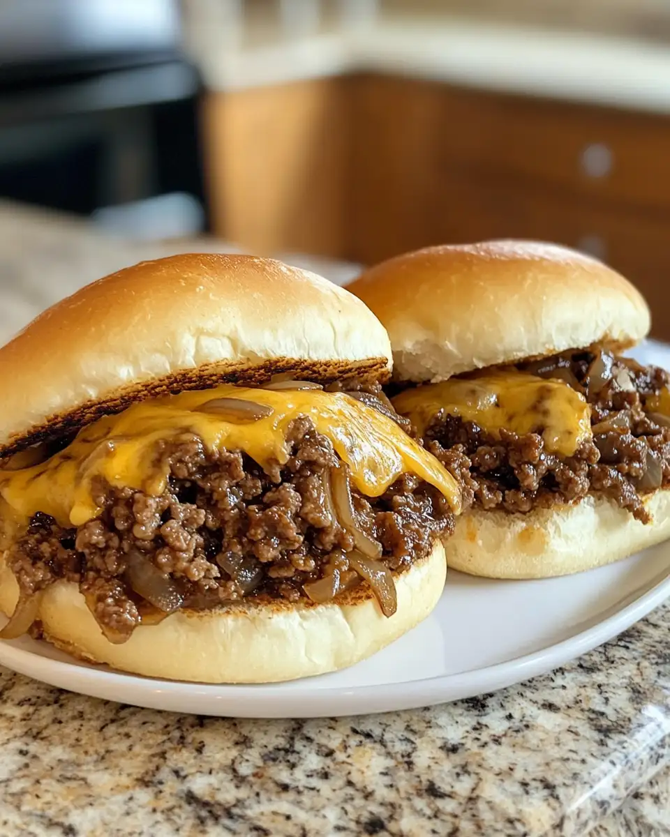 Final dish - Savory French Onion Beef Sloppy Joes with Gooey Melted Cheese