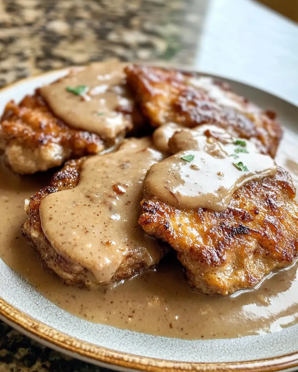 Sizzling Country Fried Pork Chops Drenched in Decadent Bacon Gravy - Featured Image