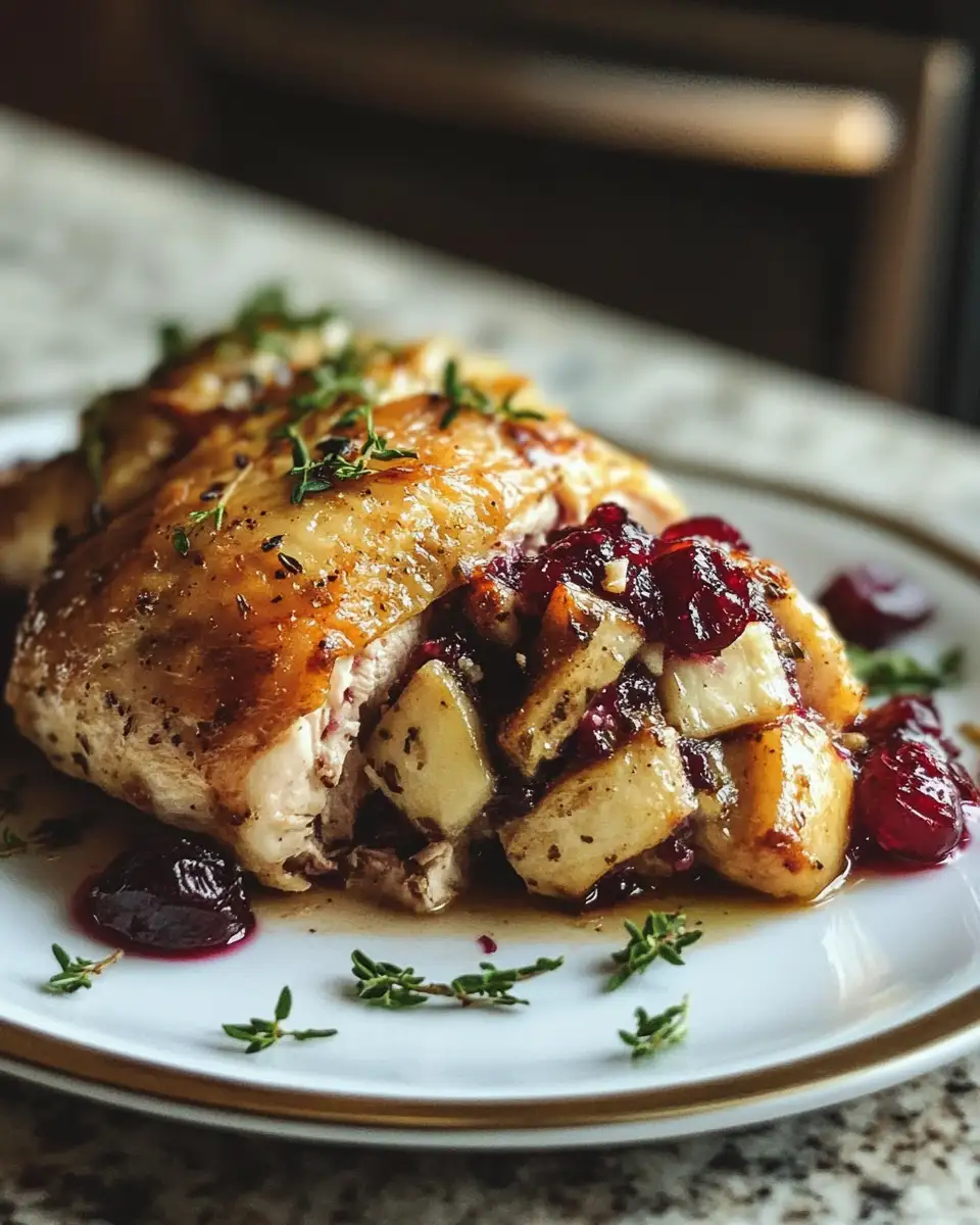 Final dish - Mouthwatering Cranberry Brie Stuffed Chicken: A Gourmet Delight