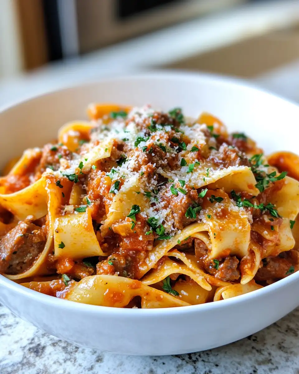 Spice Up Your Dinner with Creamy Calabrian Chili Pappardelle and Savory Sausage & Fennel 6 Final dish - Spice Up Your Dinner with Creamy Calabrian Chili Pappardelle and Savory Sausage & Fennel