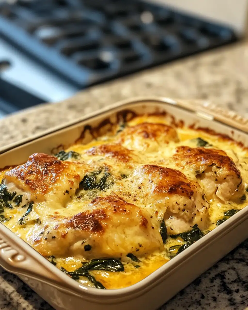 Final dish - Indulge in the Ultimate Creamy Chicken Spinach Bake Delight