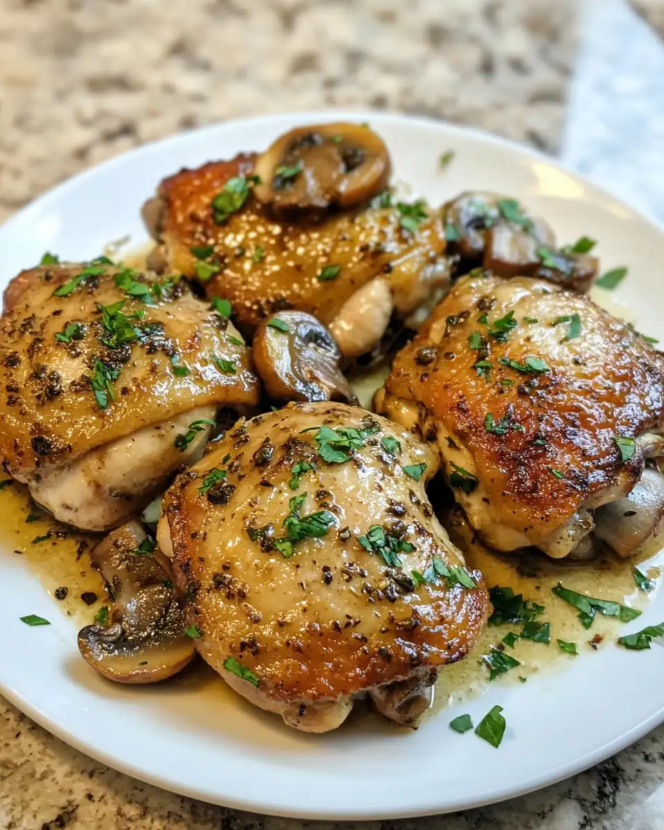 Final dish - Irresistible Creamy Garlic Mushroom Chicken Thighs for a Flavorful Feast