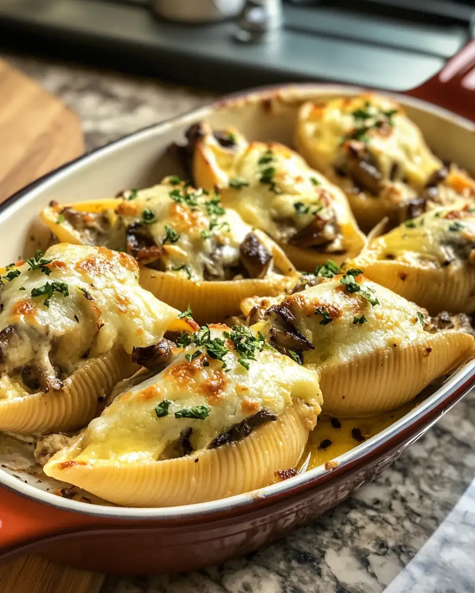 Final dish - Irresistibly Creamy Garlic Mushroom Stuffed Shells That'll Steal the Spotlight