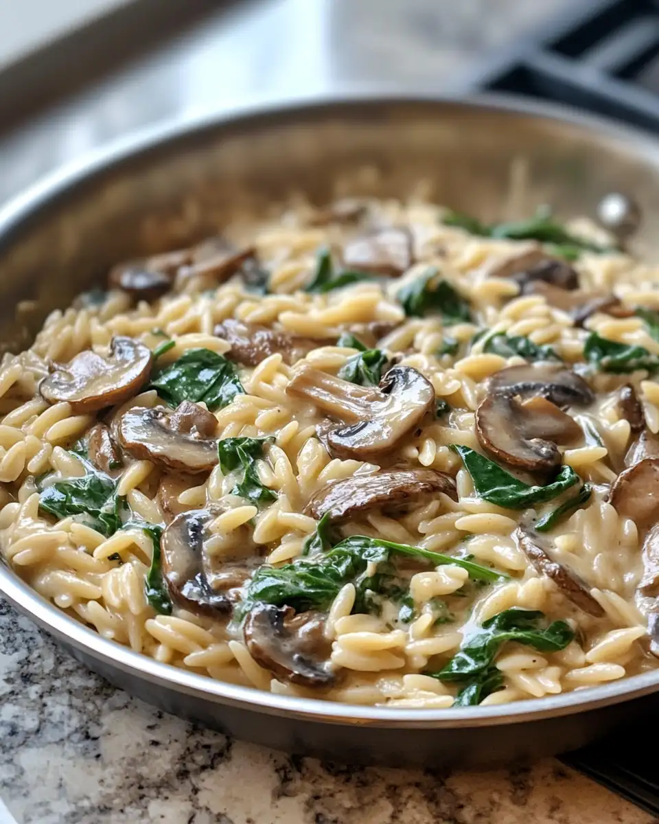 Whip Up a Dreamy Dinner with Creamy Mushroom & Spinach Orzo Skillet 4 Final dish - Whip Up a Dreamy Dinner with Creamy Mushroom & Spinach Orzo Skillet