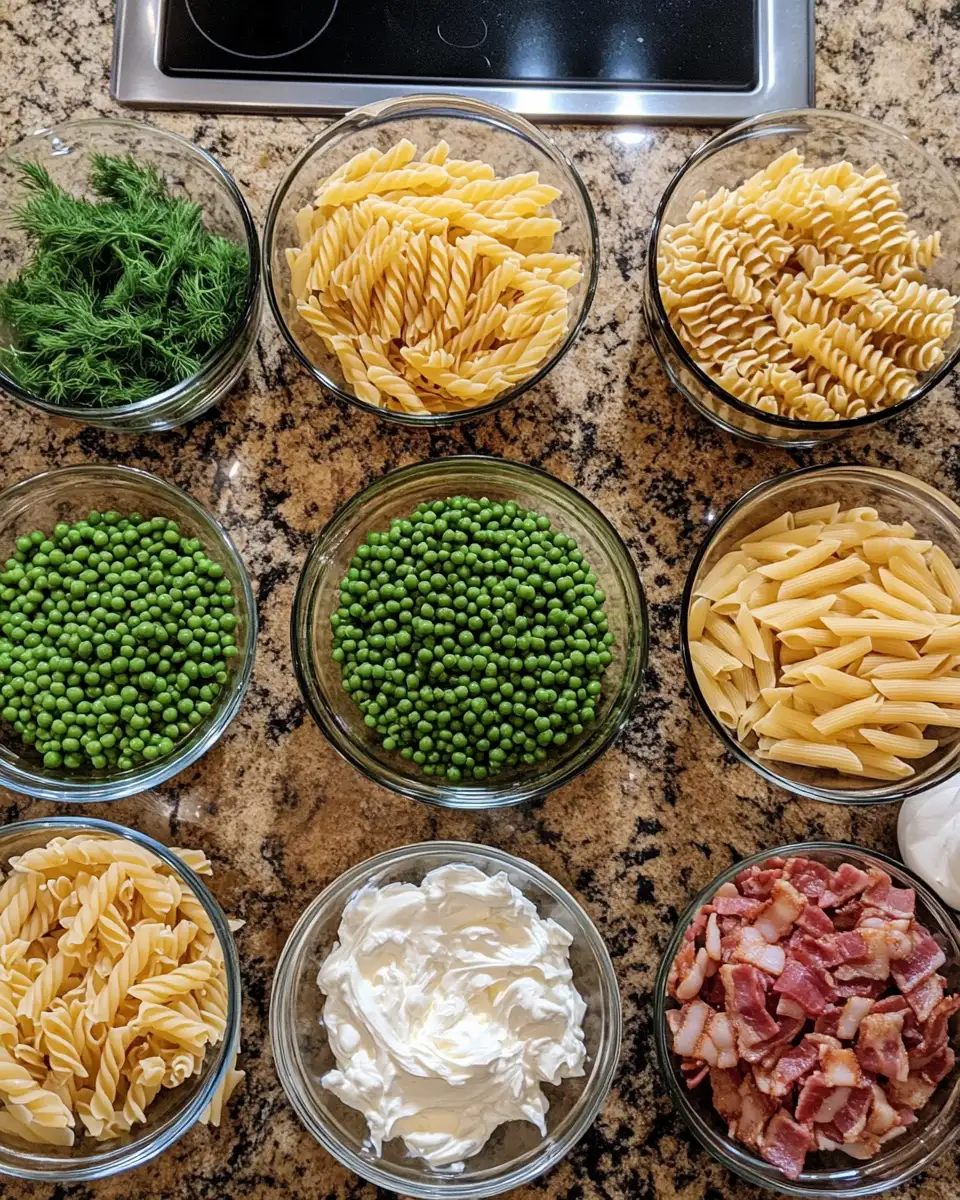 Indulge in the Ultimate Creamy Pea and Bacon Pasta Salad Delight 4 Ingredients for Indulge in the Ultimate Creamy Pea and Bacon Pasta Salad Delight