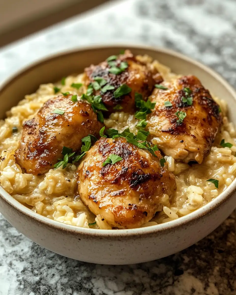 Final dish - Irresistibly Creamy Smothered Chicken and Rice Delight