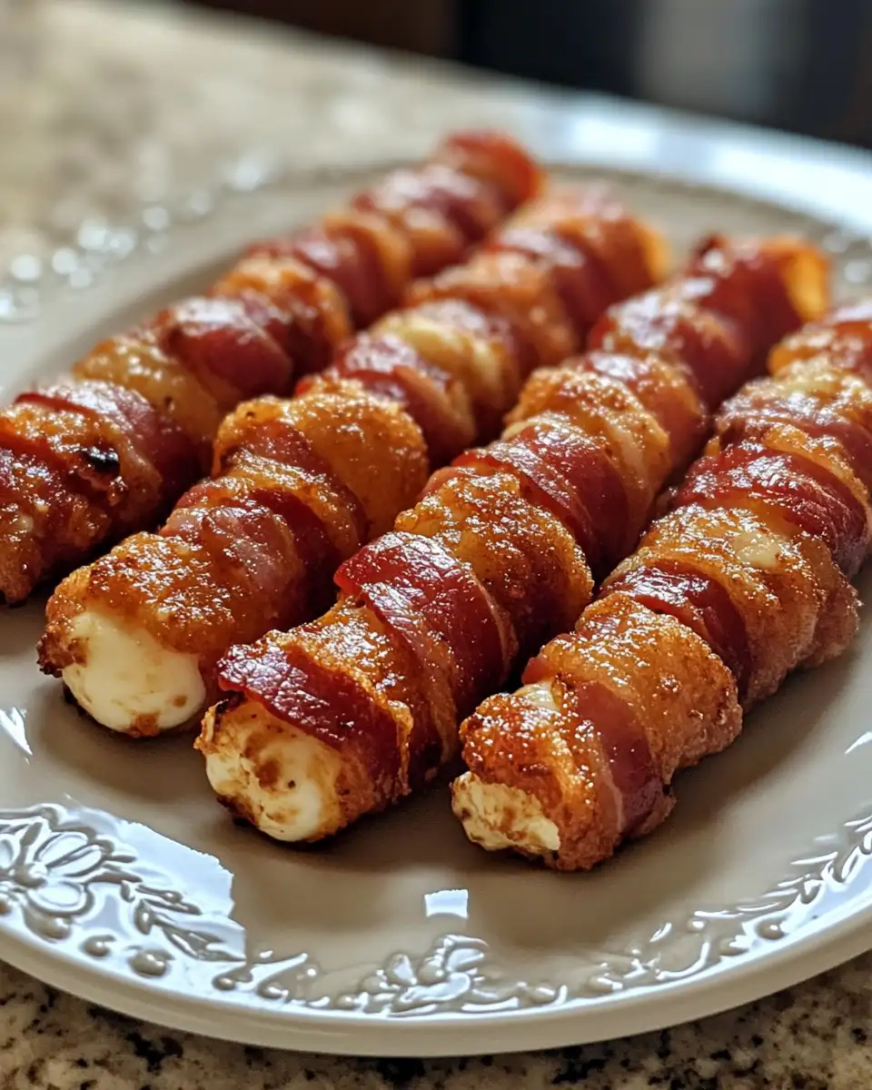 Final dish - Irresistible Crunch: Discover the Ultimate Crispy Bacon-Wrapped Mozzarella Sticks
