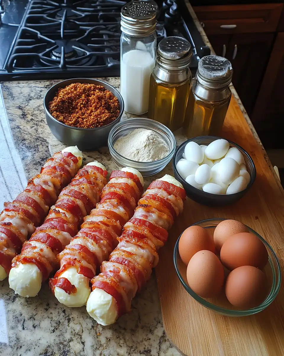 Ingredients for Irresistible Crunch: Discover the Ultimate Crispy Bacon-Wrapped Mozzarella Sticks