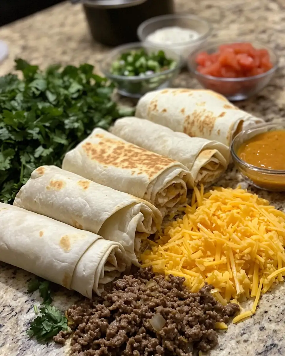Ingredients for Crispy Beef and Cheese Chimichangas: A Flavor Explosion in Every Bite