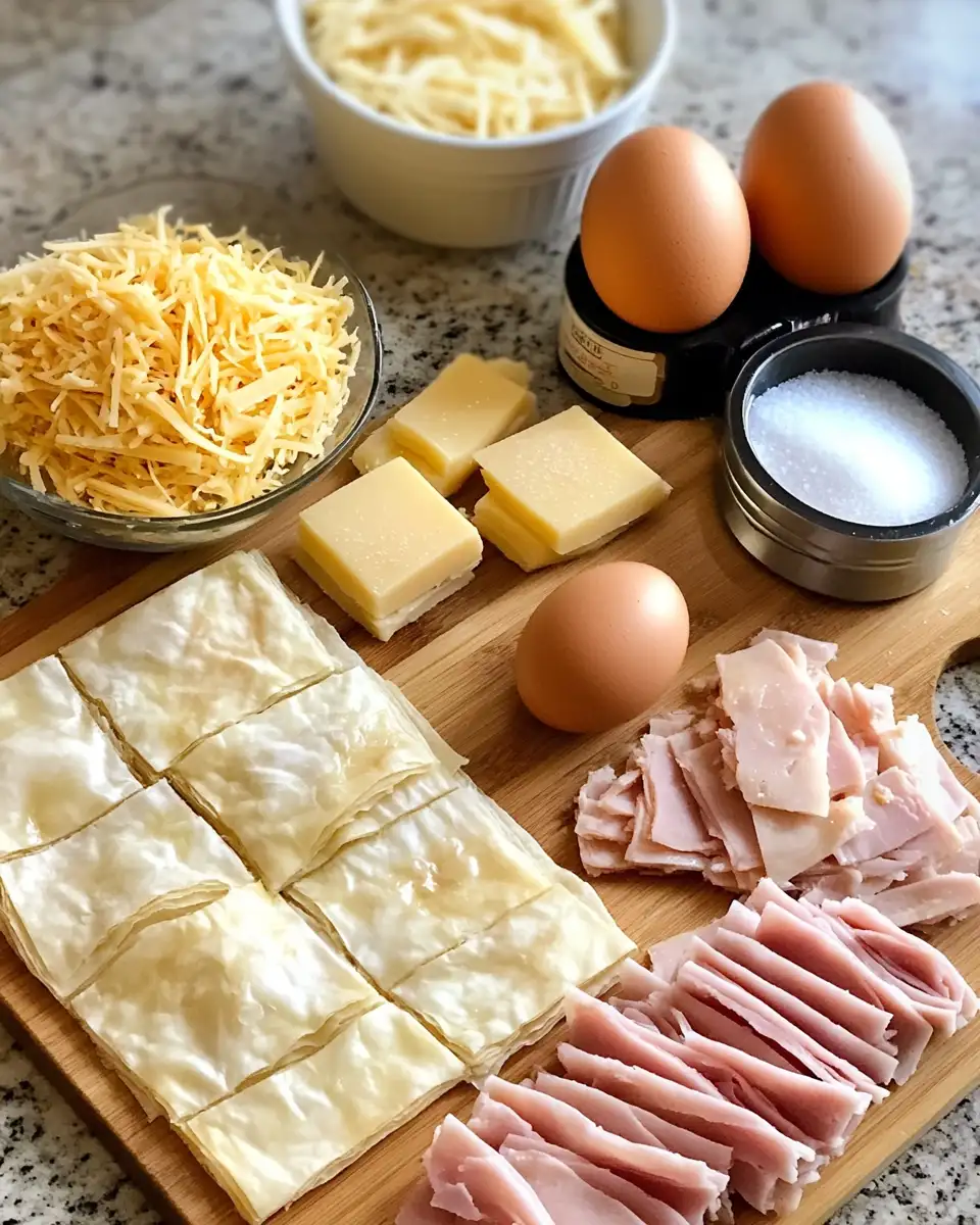 Golden Flaky Delights: Irresistible Crispy Ham and Cheese Puff Pastry Squares Recipe 4 Ingredients for Golden Flaky Delights: Irresistible Crispy Ham and Cheese Puff Pastry Squares Recipe