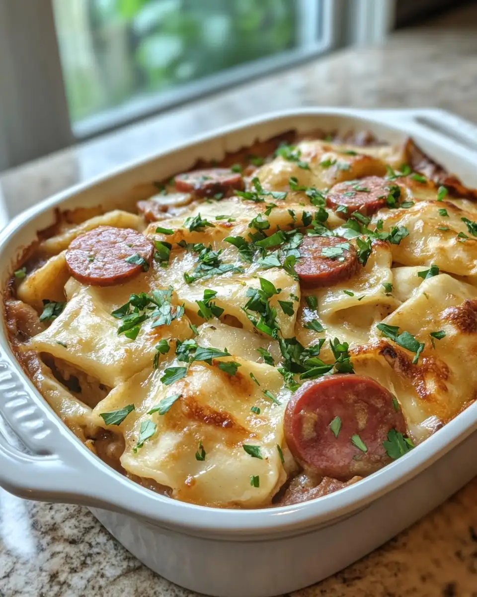Final dish - Crockpot Pierogi Casserole With Kielbasa: A Comfort Food Revolution