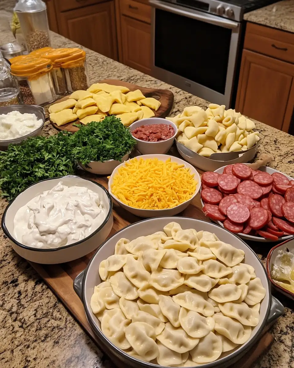 Ingredients for Crockpot Pierogi Casserole With Kielbasa: A Comfort Food Revolution