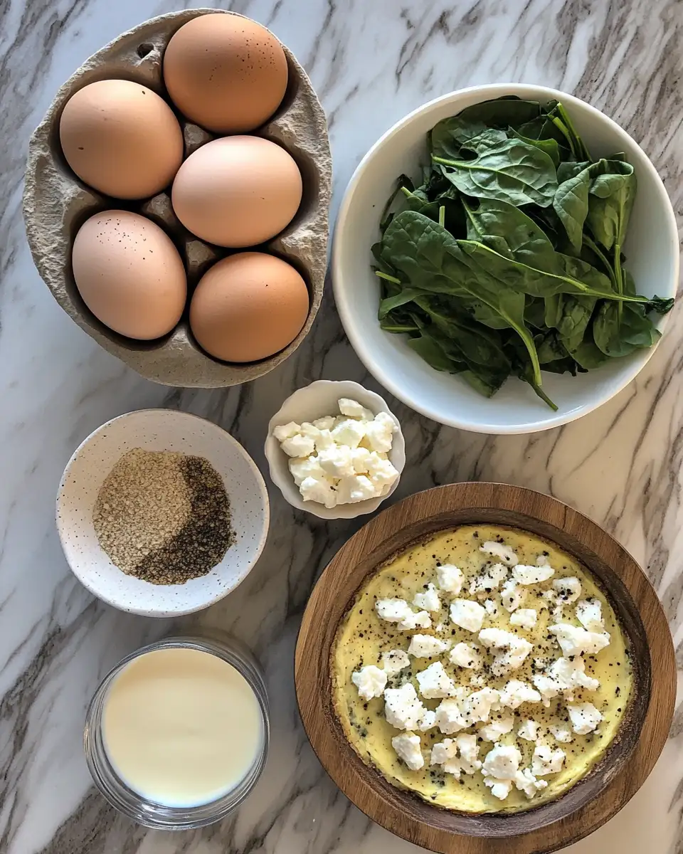 Deliciously Easy Crustless Spinach Onion and Feta Quiche Recipe 4 Ingredients for Deliciously Easy Crustless Spinach Onion and Feta Quiche Recipe