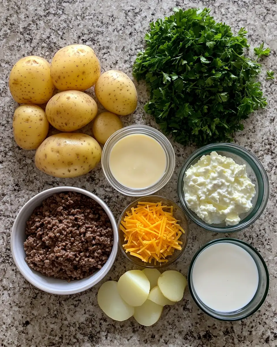 Ingredients for The Ultimate Comfort: Delicious Hamburger Potato Casserole Recipe