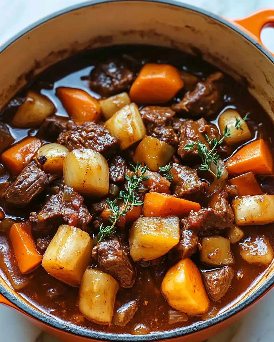 Cozy Up with Hearty Dutch Oven Beef Stew and Root Vegetables - Featured Image