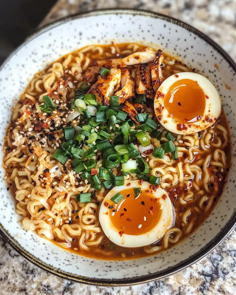 Final dish - Spice Up Your Nights with Fiery Chicken Ramen and Creamy Garlic Bliss