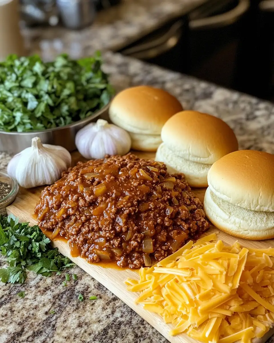 Ingredients for Ultimate Comfort: French Onion Beef Sloppy Joes with Melted Cheese Delight