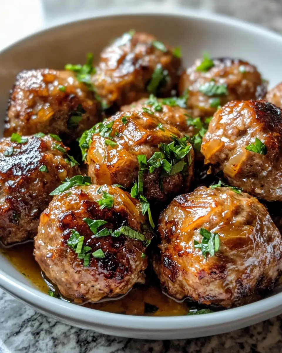 Final dish - Savory French Onion Meatballs: A Flavorful Twist on a Classic Dish