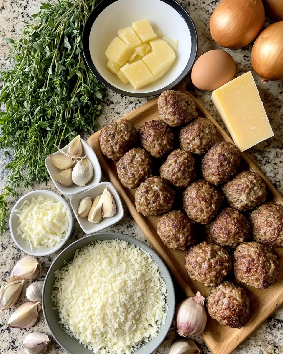 Ingredients for Savory French Onion Meatballs: A Flavorful Twist on a Classic Dish