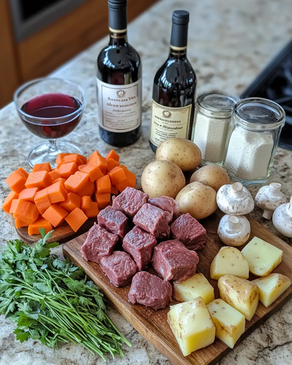Savor the Rich Flavors of French-Style Beef Stew with Red Wine 3 Ingredients for Savor the Rich Flavors of French-Style Beef Stew with Red Wine