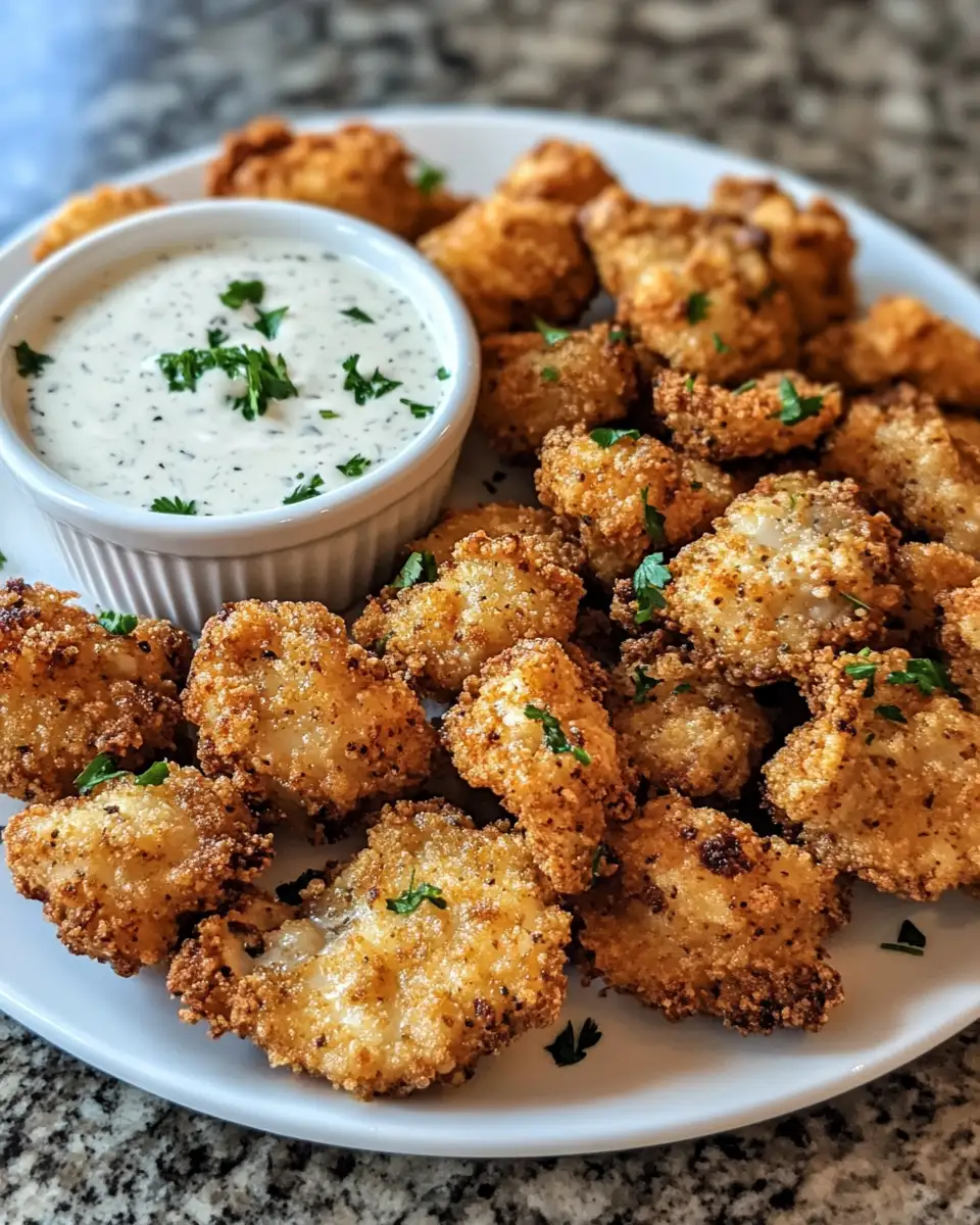 Crispy Delights: Fried Sliced Mushrooms with Ranch 6 Final dish - Crispy Delights: Fried Sliced Mushrooms with Ranch