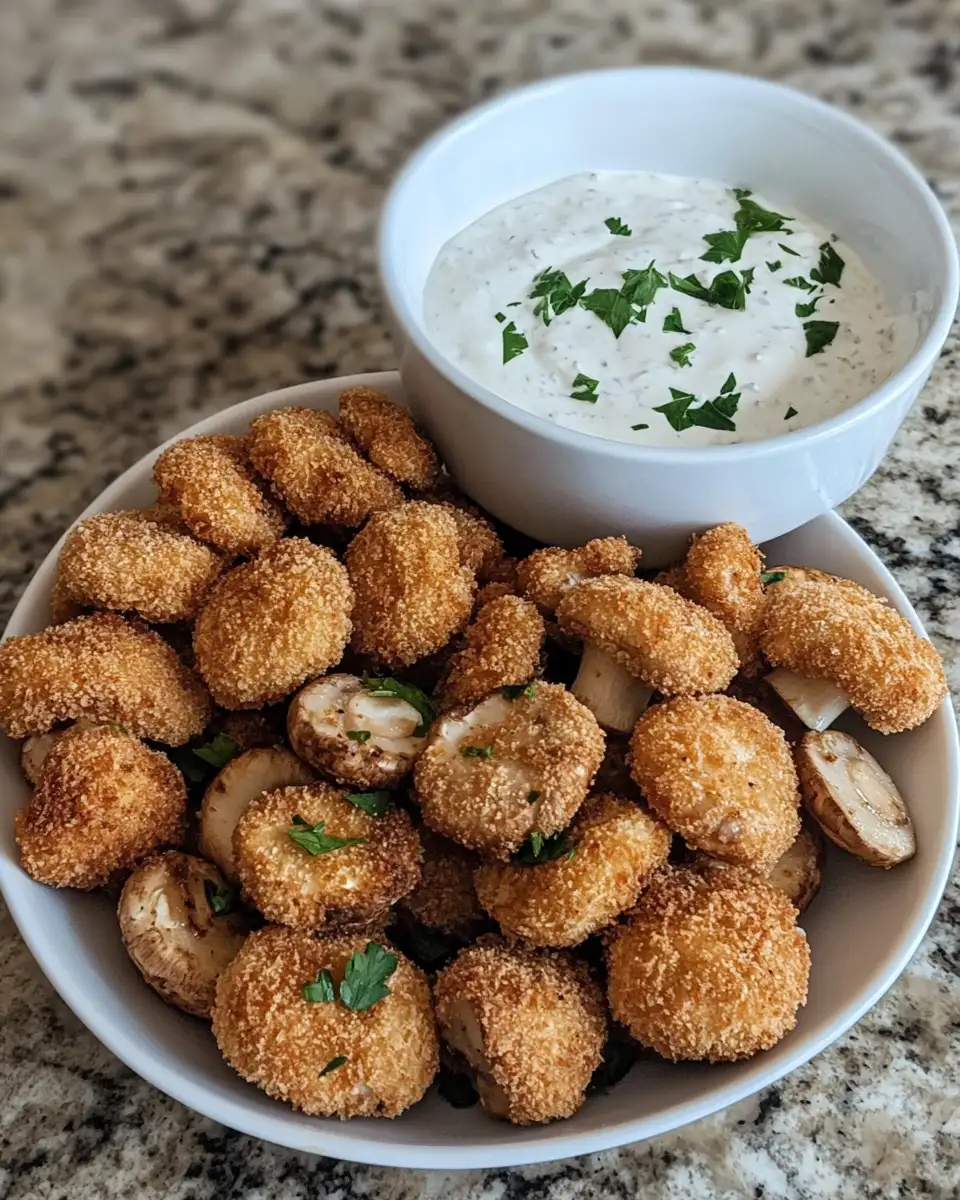 Crispy Delights: Fried Sliced Mushrooms with Ranch 4 Ingredients for Crispy Delights: Fried Sliced Mushrooms with Ranch