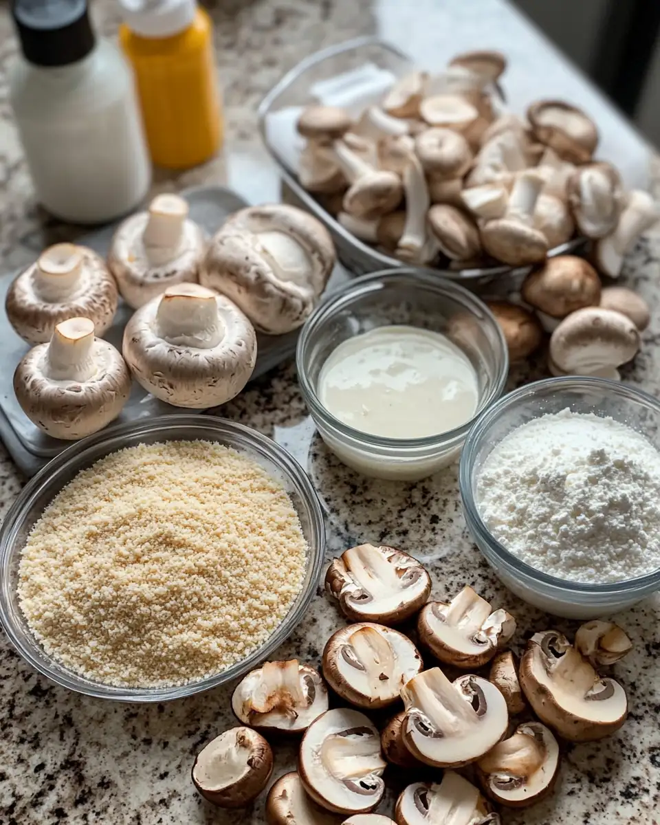 Crispy Delight: Fried Sliced Mushrooms with Ranch Dip 4 Ingredients for Crispy Delight: Fried Sliced Mushrooms with Ranch Dip