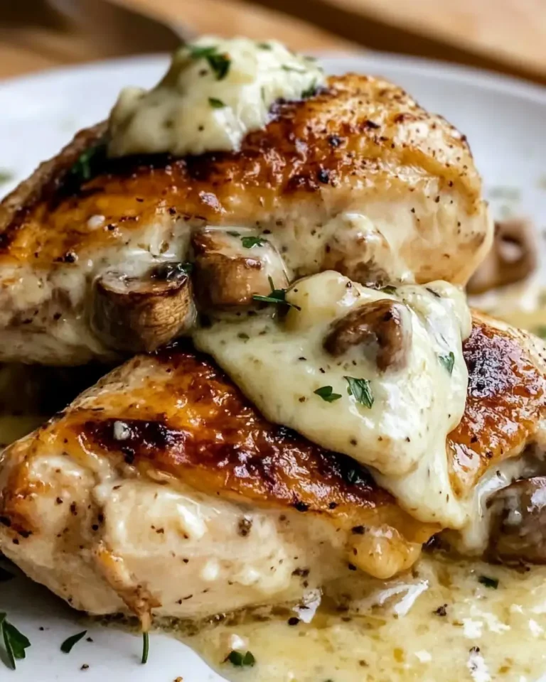 Decadent Garlic Butter Mushroom Stuffed Chicken with Luscious Creamy Parmesan Sauce - Featured Image