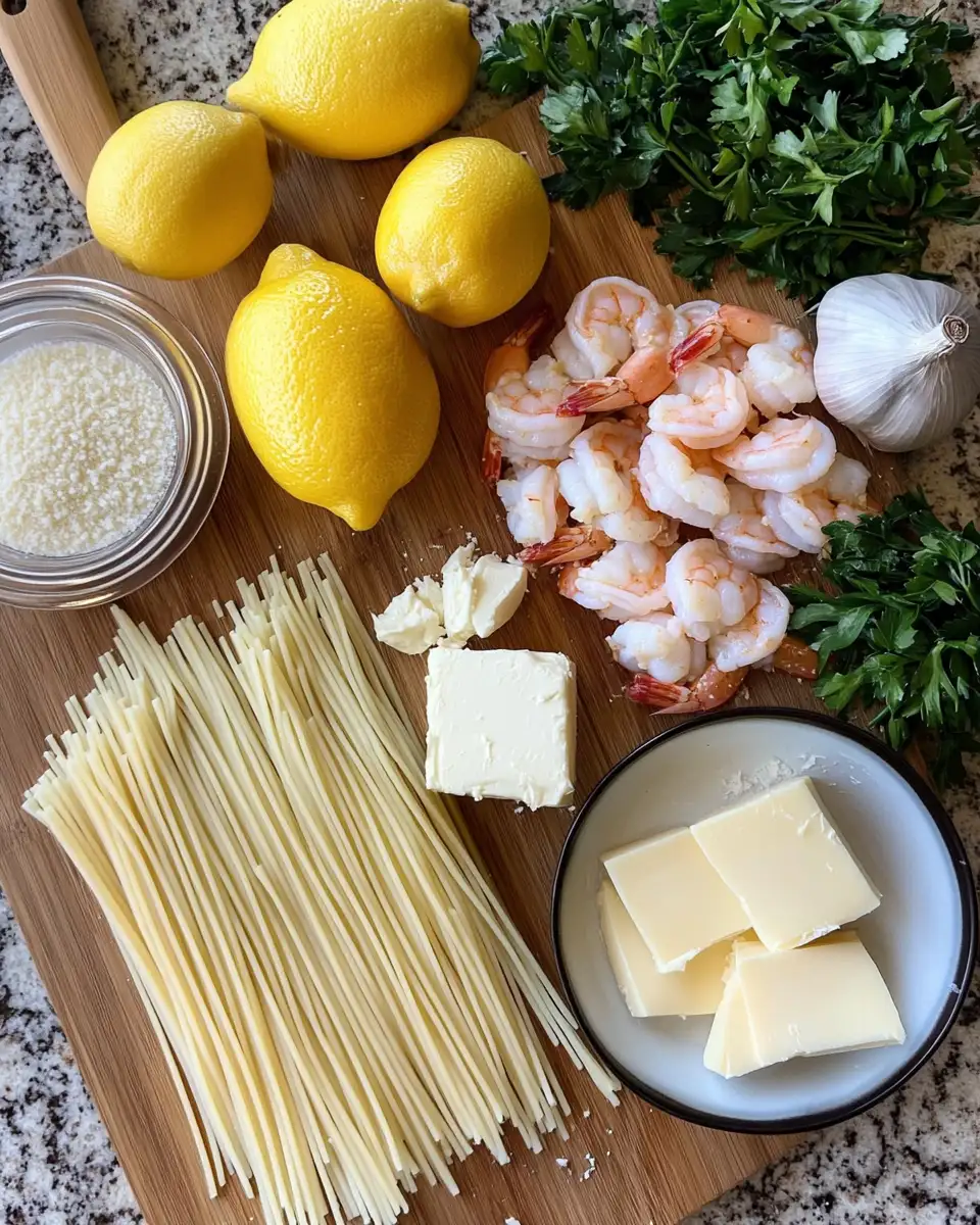 Ingredients for Irresistible Garlic Butter Shrimp Scampi Lasagna Fusion