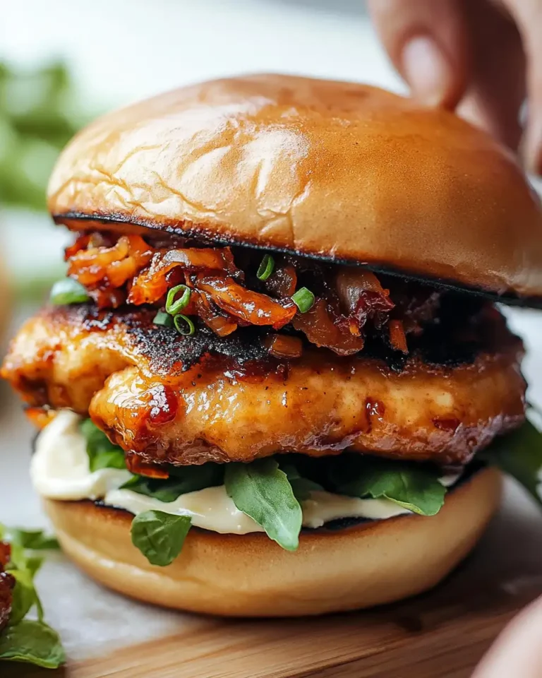 Sizzling Gochujang Chicken Burgers with Irresistible Kimchi Bacon Jam - Featured Image