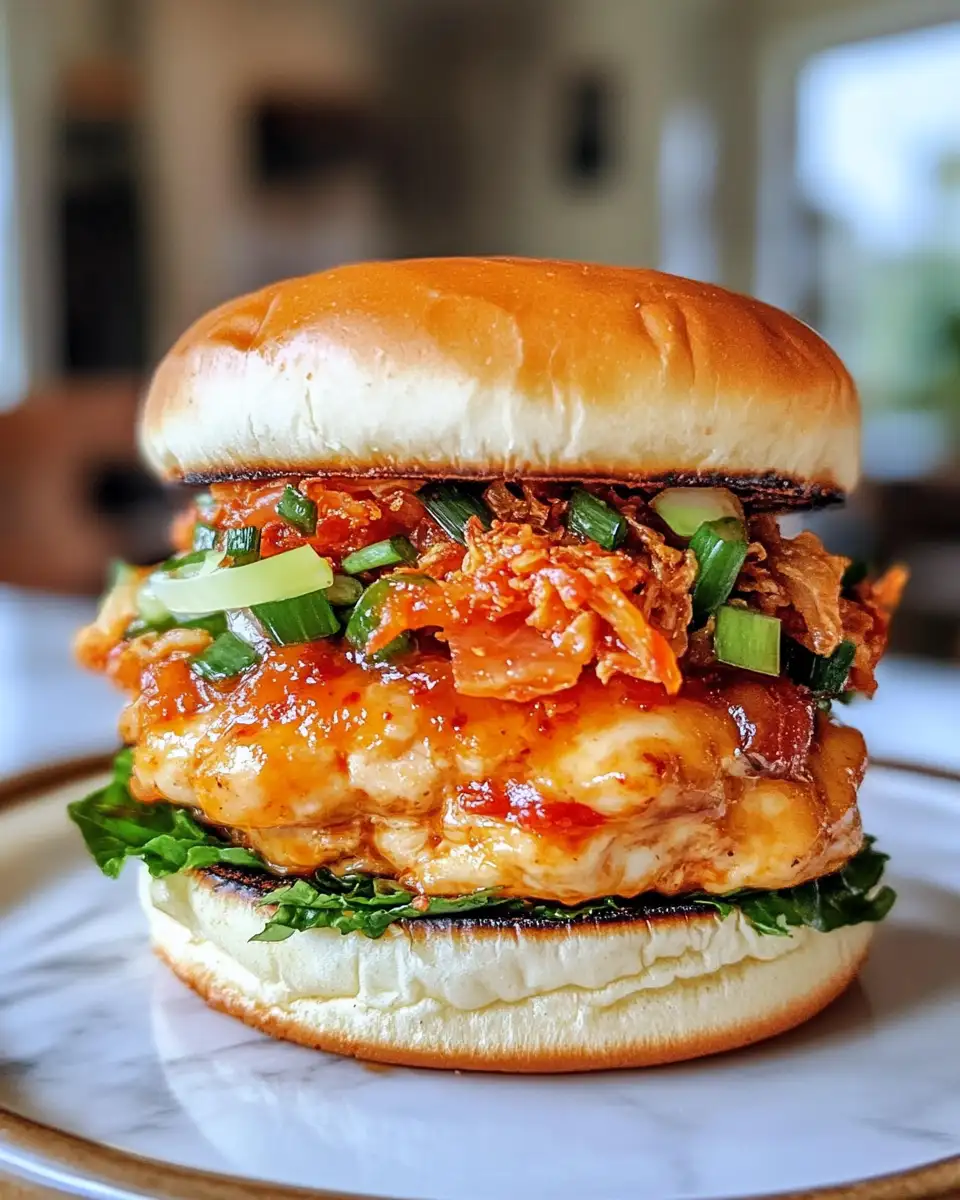 Final dish - Sizzling Gochujang Chicken Burgers with Irresistible Kimchi Bacon Jam