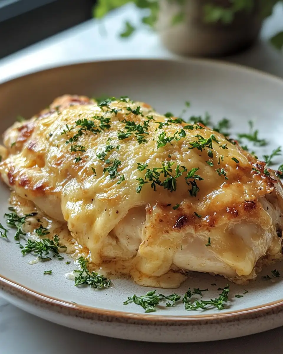 Final dish - Golden Baked Provolone Chicken: A Cheesy Delight for Your Taste Buds